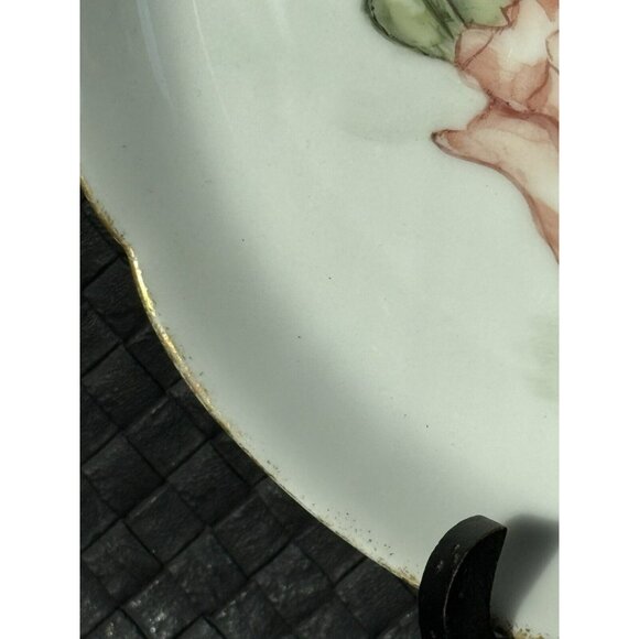 Jean Pouyat Limoges Cake Plate Thorny Roses 10 1/2” Antique c1891-1932 Cutouts - Picture 12 of 14